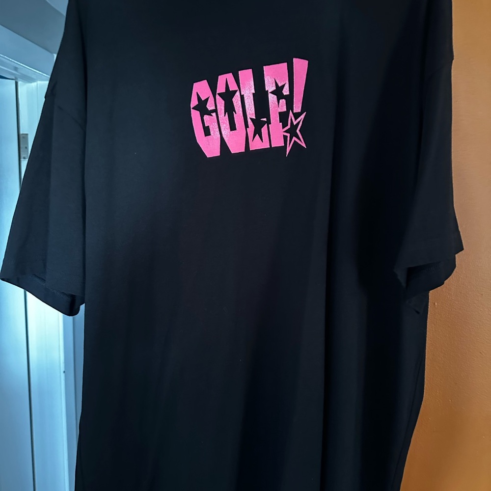 Golf Wang Black Tee with Pink Logo